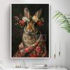 Vintage Animal with Flower Poster Dog Cat Rabbit Raccoon Garland Prints Canvas Painting Wall Art Pictures Home Room Nature Decor