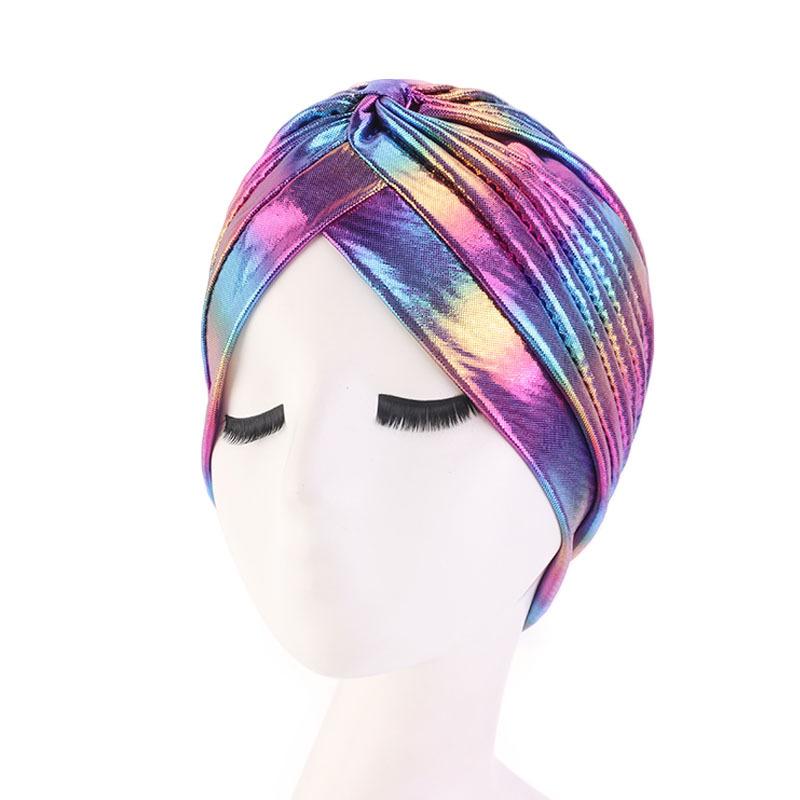 New Colorful Women Muslim Hijab Inner Hijab Caps Laser Silky  Cross Turban Headband Headwrap Women Muslim Hijab Scarf Headscarf