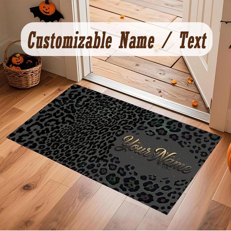 Animals Theme Crystal Velvet Floor Rug Personalized Custom Name Text Warm Carpet Home Decoration