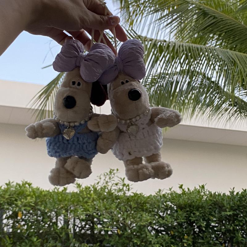 Xiaohongshu Cute Bow Skirt Repair Dog Doll Bag Pendant, Necklace Pilot Puppy Pendant Keychain