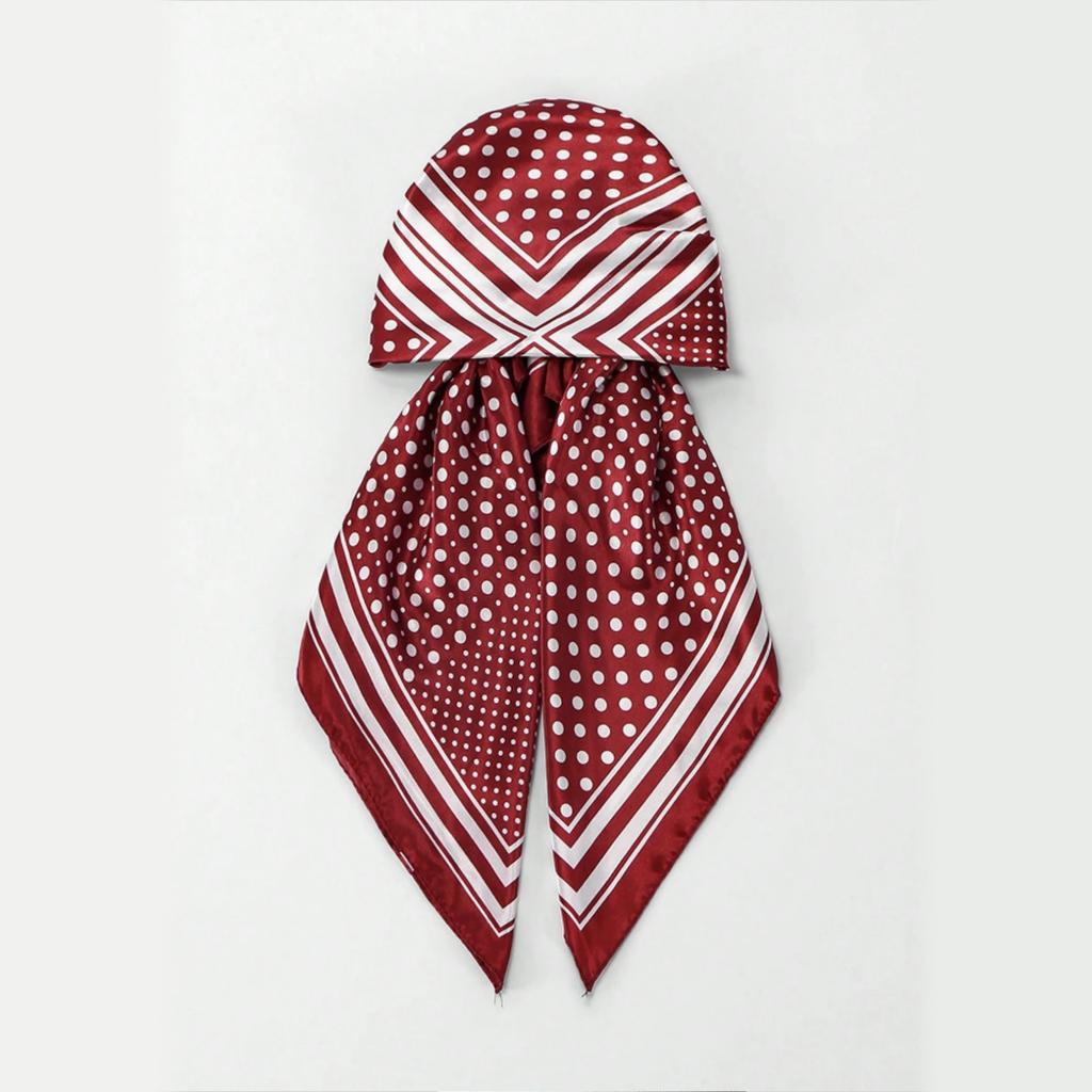 Explosive Women'S Headscarf Satin Versatile Headscarf Polka Dot Printing Ethnic Elastic Silk Scarf
