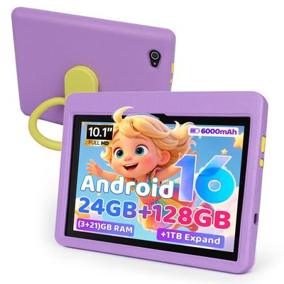 Android 16 Kids Tablet, 10 Inch, 24GB RAM+128GB ROM, WiFi 6