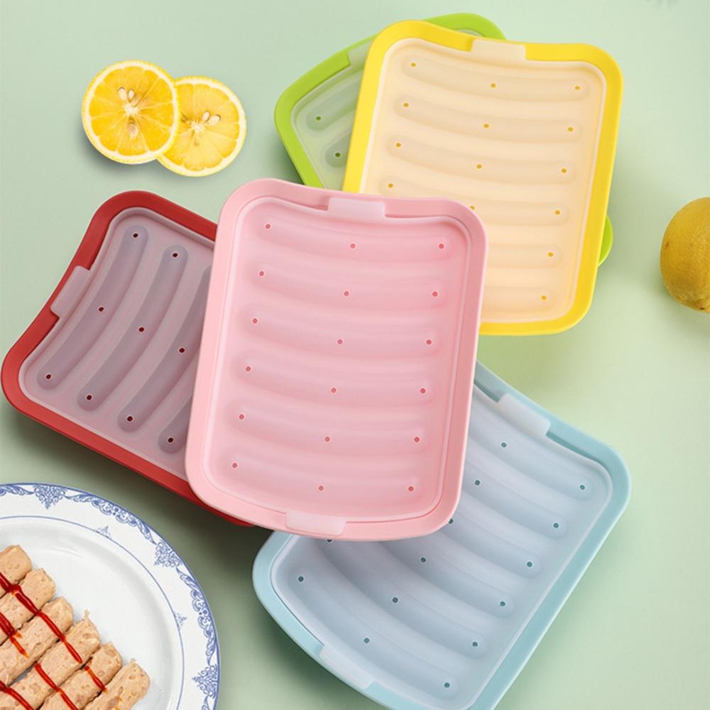 6-Cavity Sausage Mold Sausage Mold Easy Venting Food-Grade Easy Release Thickened Healthy Baking Silicone with Lid Baby Food