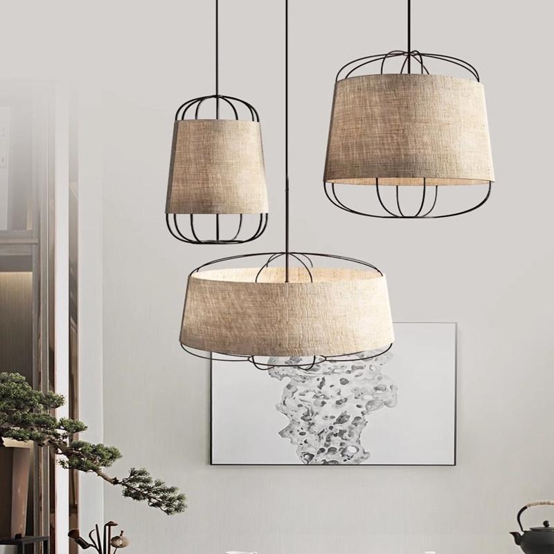 Zen Chinese Style Tea Room Chandelier: Elegant Fabric Lamp for Bedroom, Restaurant, or Bar