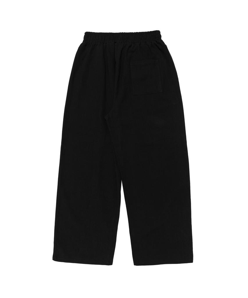 CARGOBROS Linen-Like Pintuck Wide Pants (Black)