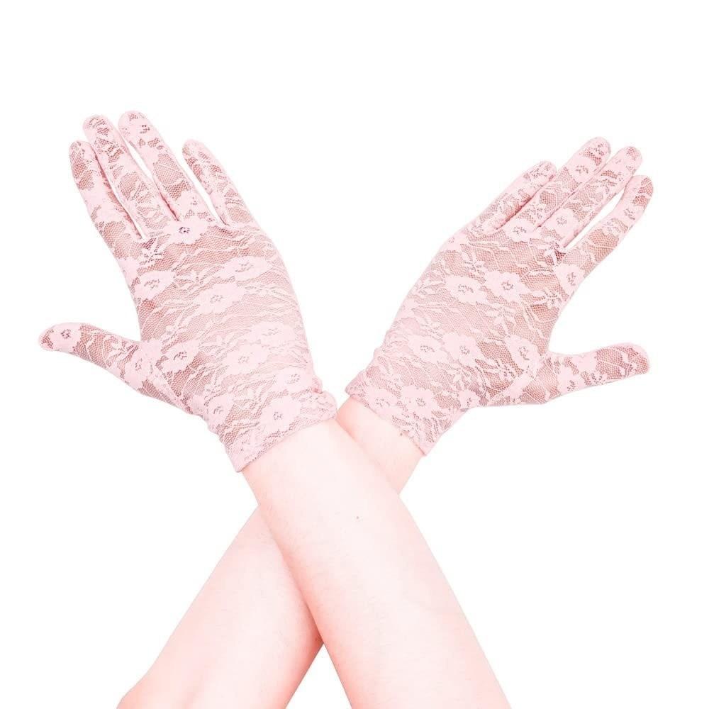 Elegant Short Sunscreen Gloves Thin Hollow-Out Mittens Fashion Party Gloves  For Women Female