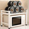 Over-the-sink Kitchen Storage Rack, Toaster Rack, Microwave Stand, 40-60cm Wide, Extendable, with 6 Hooks (white)
