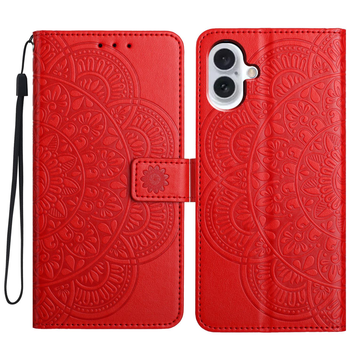 

Для iPhone 16 чехол Mandala Flower PU кожаный флип-кошелек чехол для телефона C