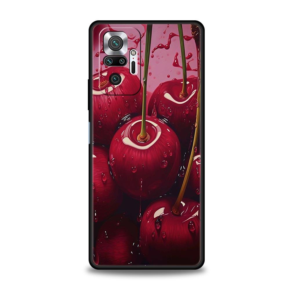 Cherries Cherry Fruit Phone Case For Xiaomi Redmi Note 14 13 5G 10 11 12 Pro Plus 4G 14C 13C 12C 10C Black Cover