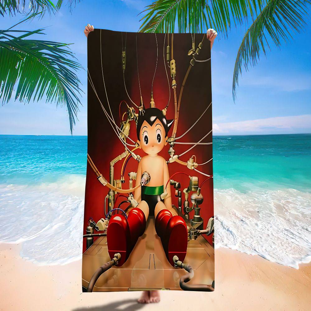 Retro A-Astro Boy Iron Microfiber Blanket Quick Drying Beach Towels Oversized Printing Super Absorbent Pool Towel Blanket