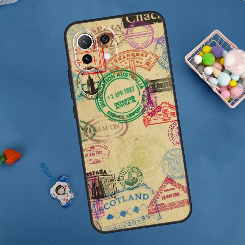 Passport Travel Stamps Case For Xiaomi 14T Pro 13T 11T 12T 13 14 15 Ultra POCO X7 Pro X3 X5 X6 F5 F6 M6 Pro Cover