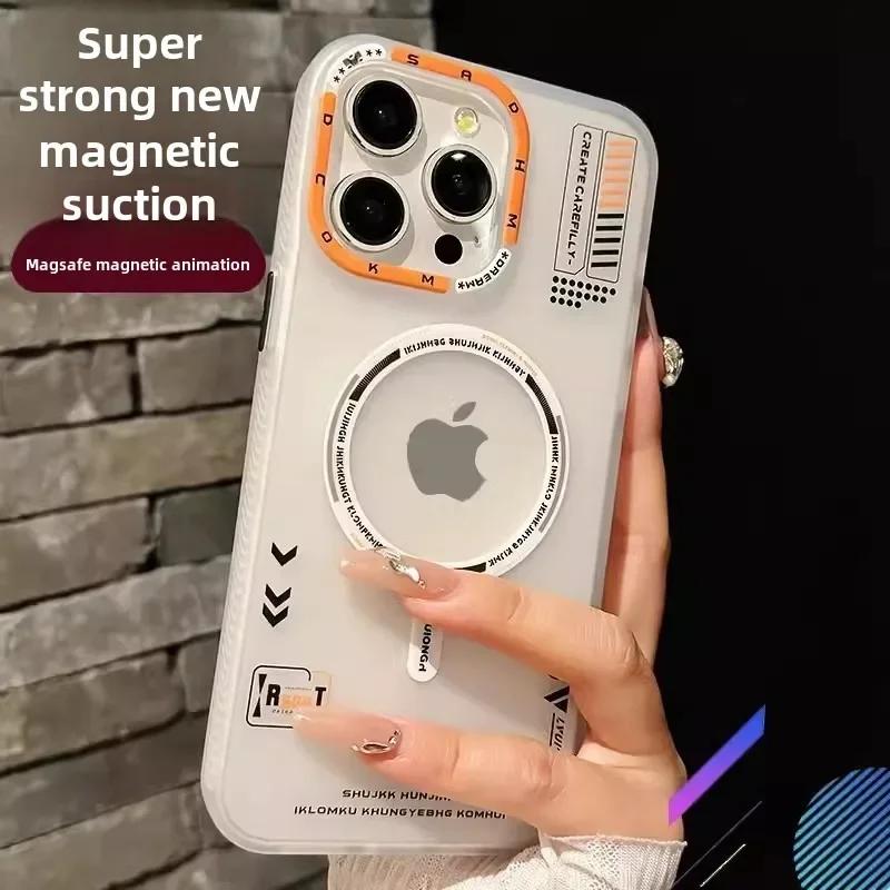 Funda Magnética Mate para Teléfono para iPhone 17 16 15 14 13 Pro Max Air Magsafe Carga Inalámbrica Marco de Lente Metálico Escarchado Cubierta de Botones