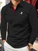T-shirt Estiva Casual da Uomo a Manica Lunga Stampata - Top Elegante e Versatile, Design Geometrico, Polo da Golf Leggera