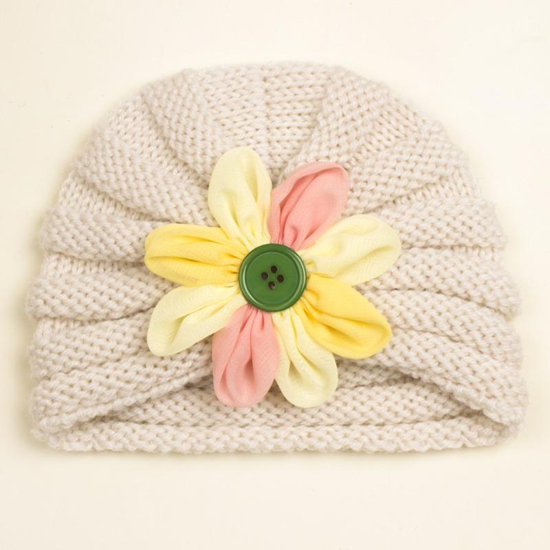 New Autumn Baby Wool Flower Hat, Children's Flower Pullover Hat, Baby Hat