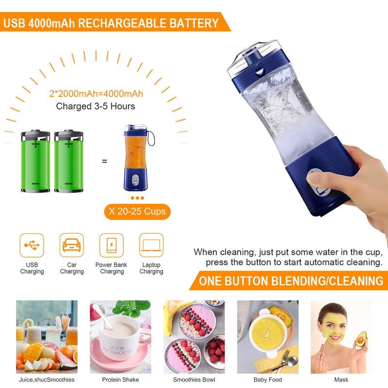 Mini Blender Portable  Cup for Personal Fruit Mixer  Juice  Extractor
