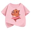 Kawaii Dacing Capybara Design T Shirts Manga Kids Childrens Tshirt Short Sleeve Boys Girls Summer Spring Casual Top Tee Shirt