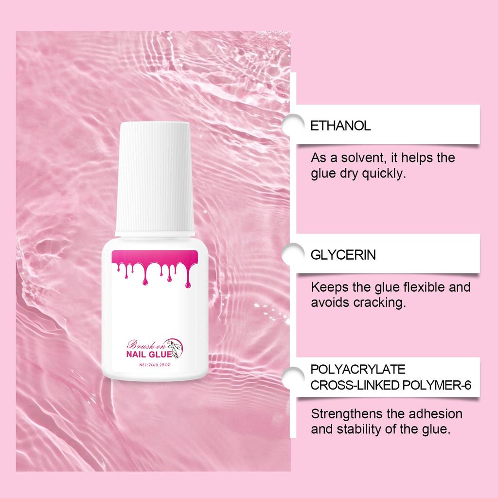 Nagelkleber, Nagelkleber für Nägel, einfach zu verwenden, tragbar und stabil, Nagelkleber für Nagelsalo