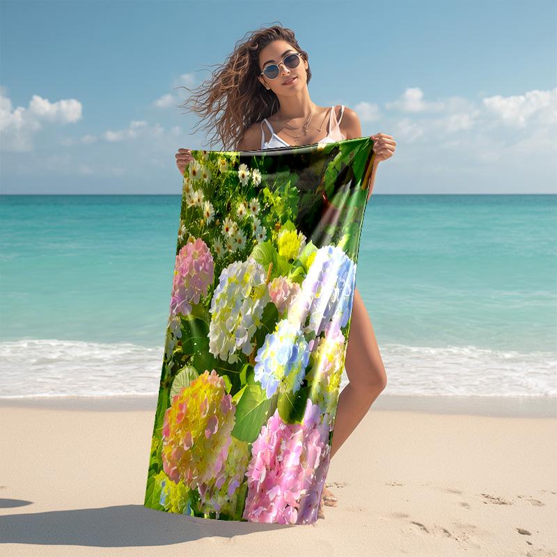 Elegant Pink Roses Garden Art Soft Beach Towel Outdoor Camping Vacation Swimming Beach Towel Outdoor Absorbent Bath Towel Blanket A5