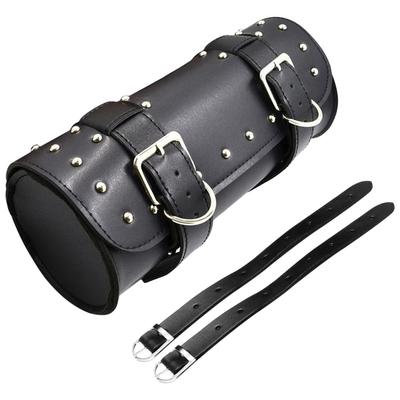 Bolsa de Ferramentas para Motocicleta, Bolsa de Garfo para Motocicleta em Couro PU Alforje com Tiras Ajustáveis, Bolsa de Guidão Bolsa de Ferramentas de Armazenamento