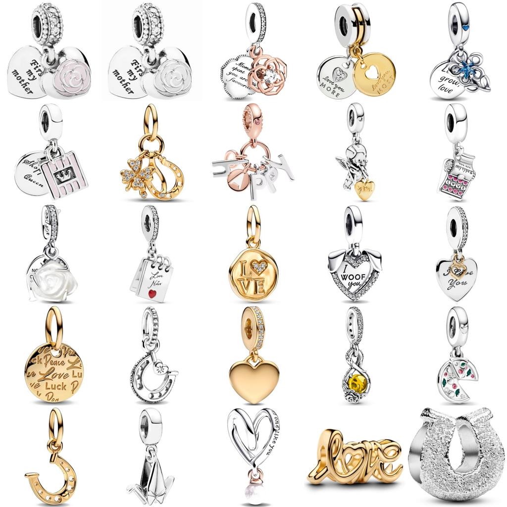 925 Silver Heart Mother Angel Letter Pendant Charm Fit Original Bracelet For Women Necklace Fine Jewelry Accessories