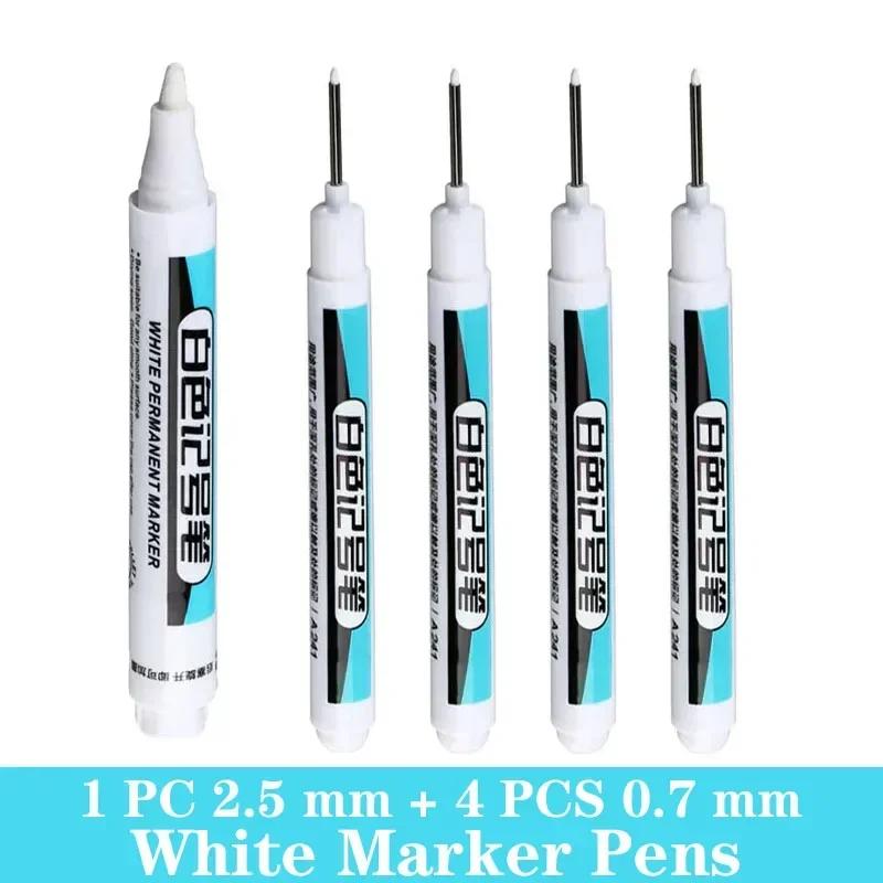 1/3/5 PCS White Paint Markers Pens Oily Waterproof Plastic Large Capacity White Marker School Supplies Stationery 0.7/1.0/2.5mm