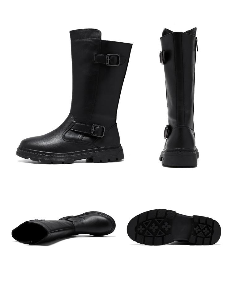 Męskie skórzane buty typu high martin parade knight, gruba podeszwa, długi styl kowbojski (Modele 88056)