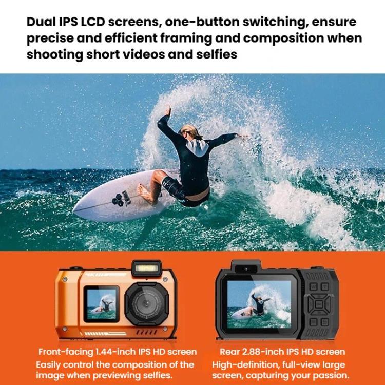 D50 IP68 Waterproof Dual-Screen Selfie Camera HD Outdoor & Underwater Camera