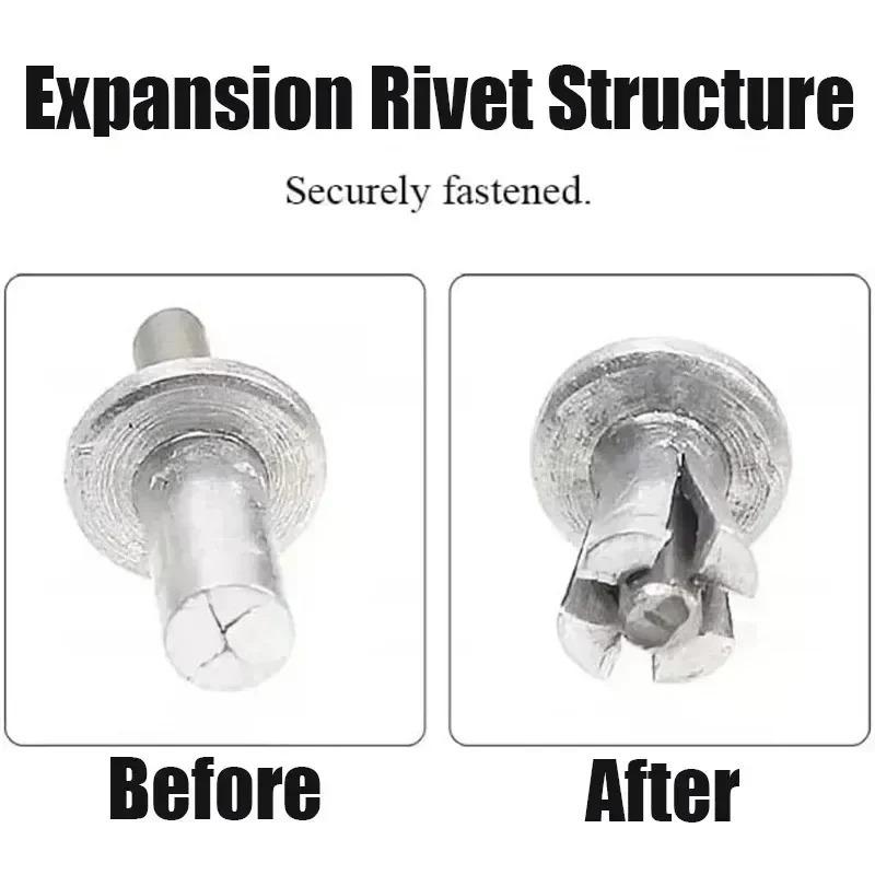 100/10x Hammer Drive Expansion Rivets Percussion Expansion Aluminum Nail Head Piercing Knock Type Small Tapping Screws Fasteners