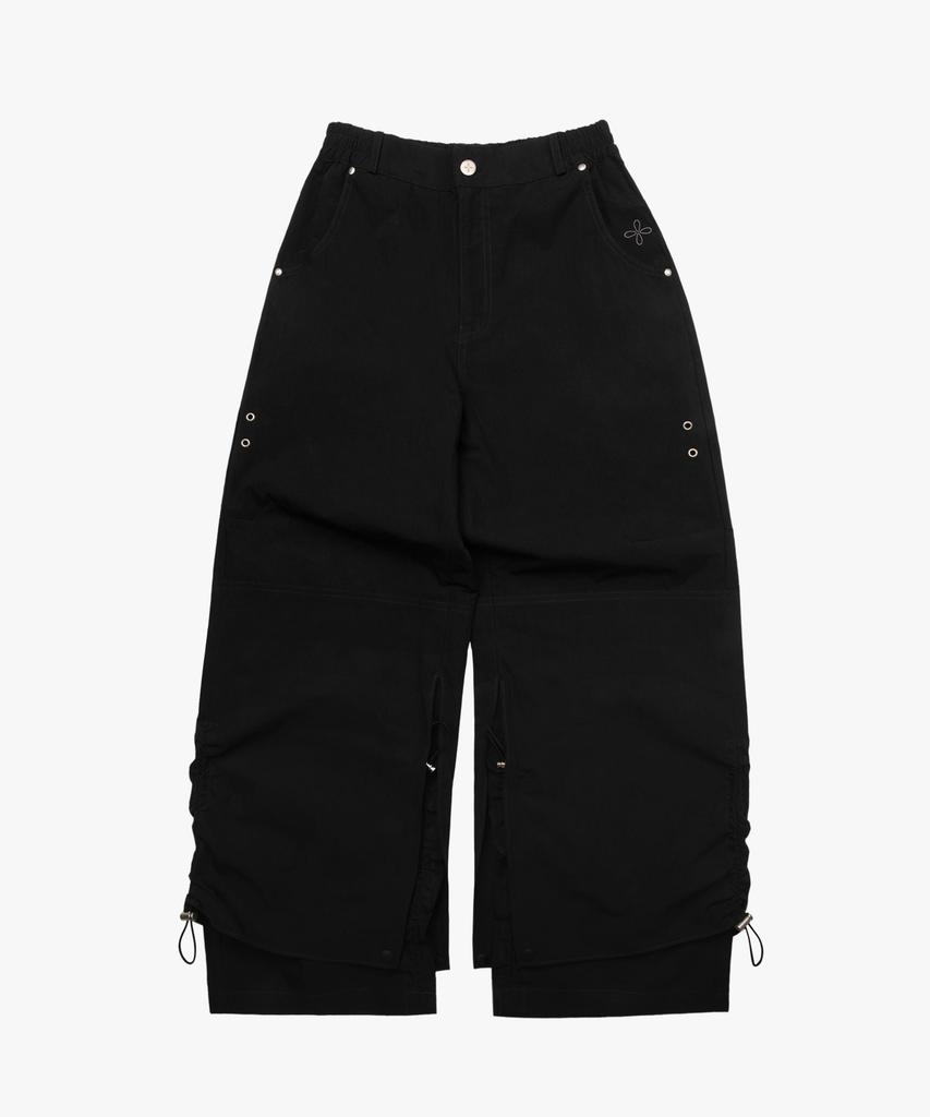 Liomeu Layered String Shirred Pants_Black