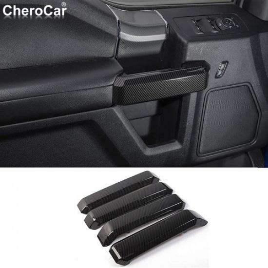 For F-150 Carbon Fiber Inner Door Handle Cover Interior Trim For Ford F150 15-20