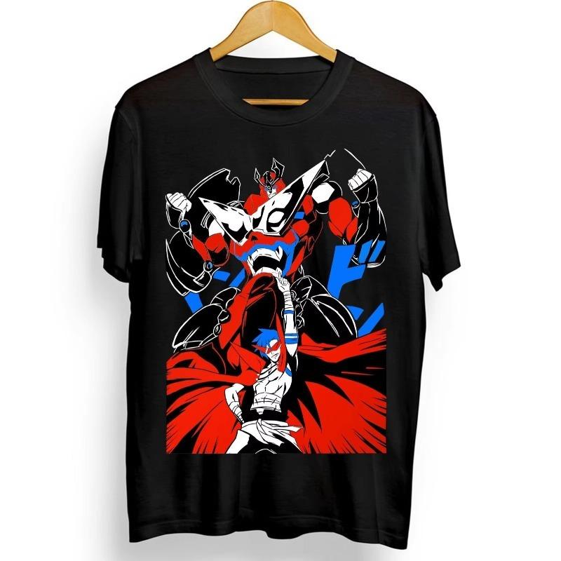 Trend Summer  Cosplay Neutral Black and White Tengen Toppa T-shirt Gurren Lagann Kamina Anime Manga Black Gifts Shirt All Sizes