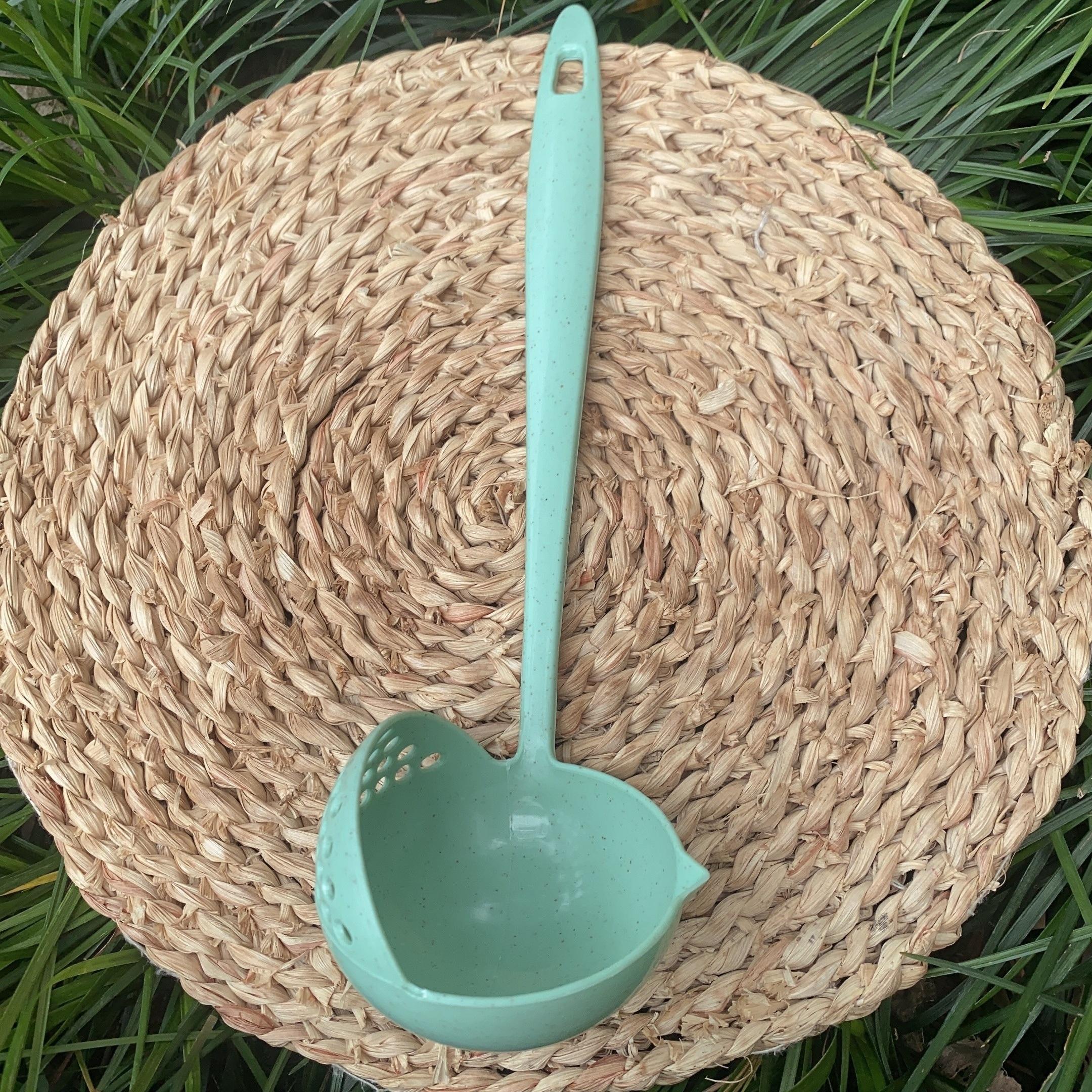 

[Soup Strainer Spoon] 1pc High-Quality 2-in-1 Soup & Strainer Spoon - Wheat Straw Plastic,Perfect for Hot Pot & Soups, Food-Safe Kitchen Utensil 3pcs зелёный