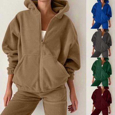 Women's Casual Sports Suit Zipper Cardigan Trousers Two,piece Suit