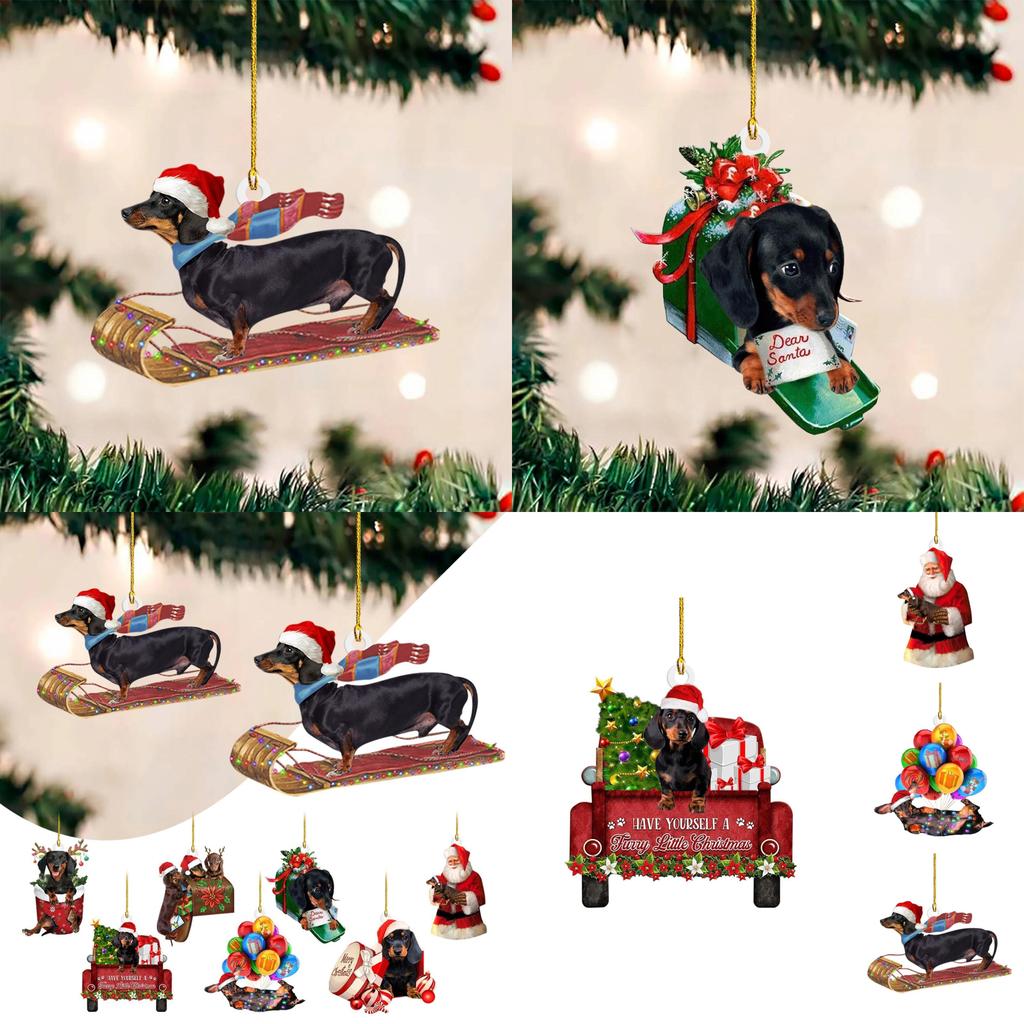 Adorable 2023 New Christmas Dachshund Series Tree Ornament For Home And Car Decor