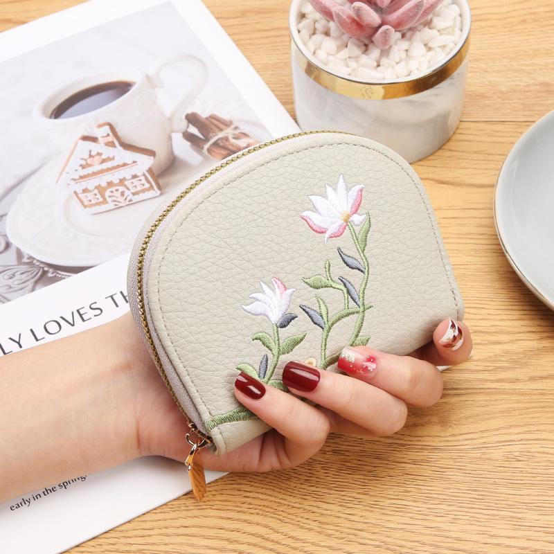 

Толстый прозрачный держатель для карт с несколькими отделениями и полукруглой вышивкой для женщин серый