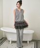 THE GREEN LAB Striped Glam Hooded Sleeveless Top [Light Gray]