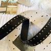 Retro Studded Women's Fashion Belt Decorative Carved Motif Adjustable Cowgirl Punk Style PU Leather Accessory