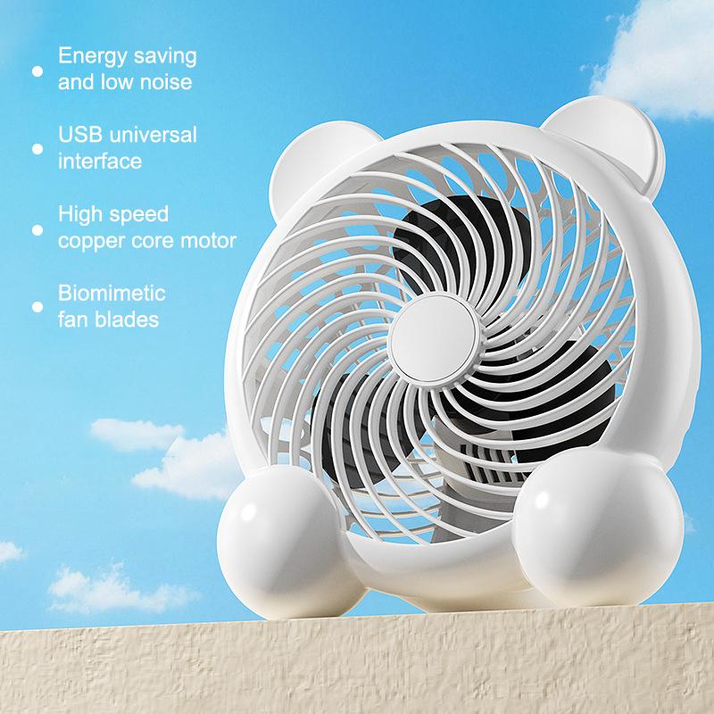 4/7inches Desktop Fan Ultra Quiet USB Charging Panda Fan for Office Home Portable Dorm Camping Outdoor