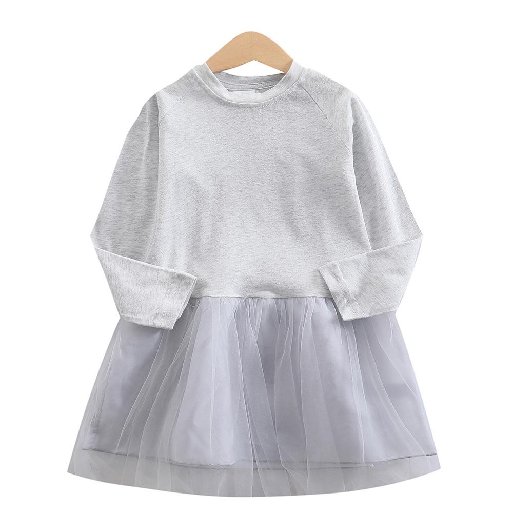 Stylish Spring & Autumn Long-Sleeved Dresses for Girls with Custom Mesh Skirts