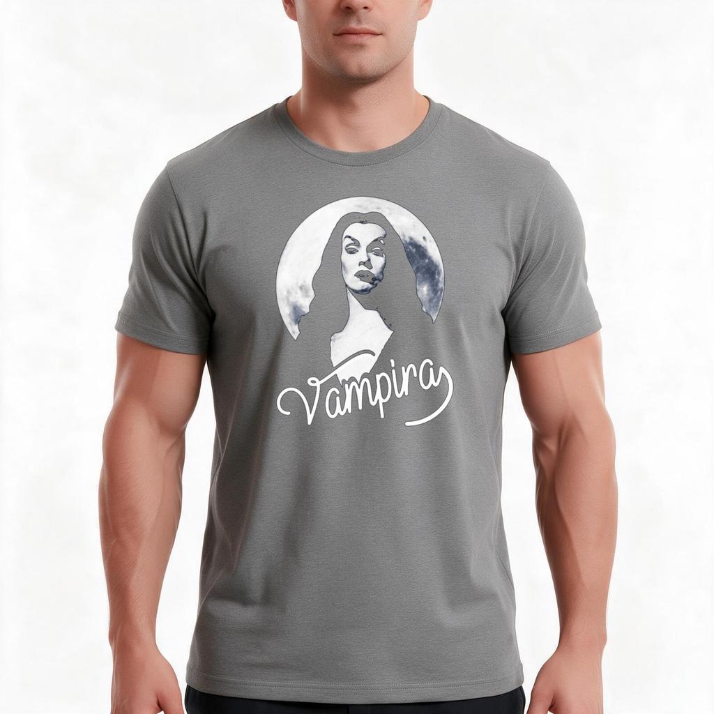 Vampira Moonlight Tshirt Summer Casual Cotton Tee Oversized Streetwear Tops Vintage Graphic Print Loose Fit Short Sleeve