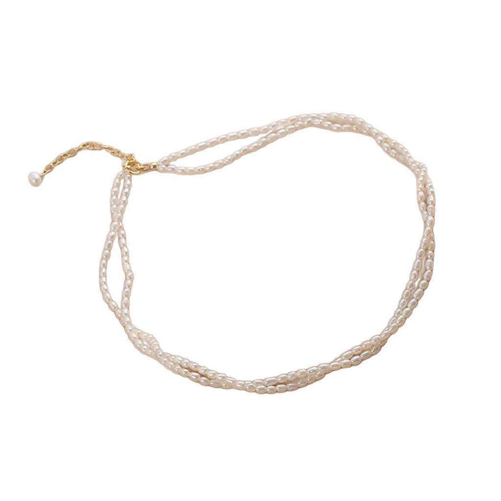 Natural freshwater pearl necklace women's 1011 new woven winding double layer stacked wearing light luxury high-end temperament necklace