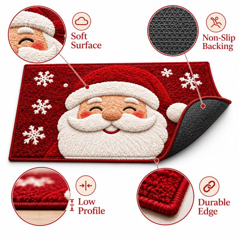 Embossed Christmas Tree Doormat, Non Slip Washable Entrance Rug, Easy Care Indoor Outdoor Floor Mat, 2027 New Year Xmas Home Decor