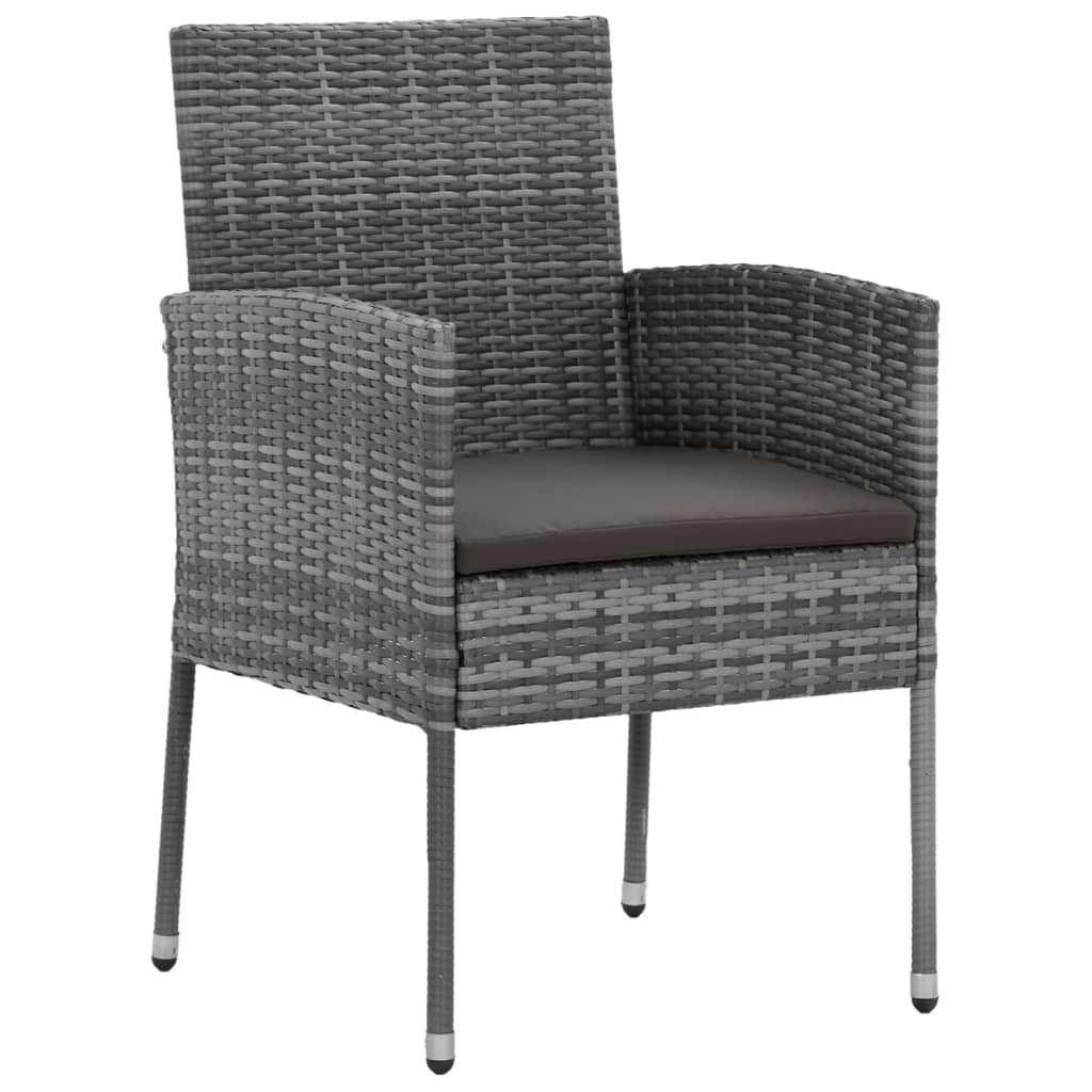 7 piece Garden Dining Set Poly Rattan Grey