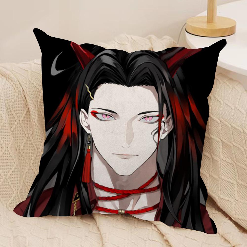 Vtuber V-Vox Akuma Cushion Cover Silky Short Plush Double-Sided Printed Pillow Case For Sofa All Seasons Home Decor Gift