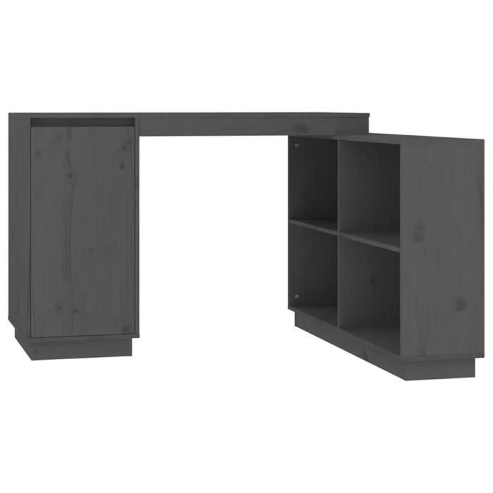 814506 vidaXL Desk Grey 110x50x75 Cm Solid Pine Wood