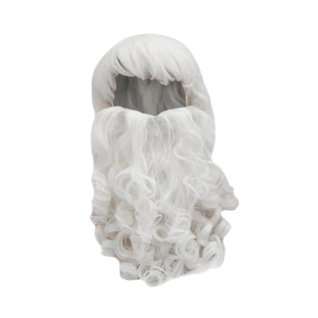 Santa Wig and Beard Set for Christmas Lightweight Funny Decorative Dressing up for Themed Party Roles Play Cosplay Xmas Props