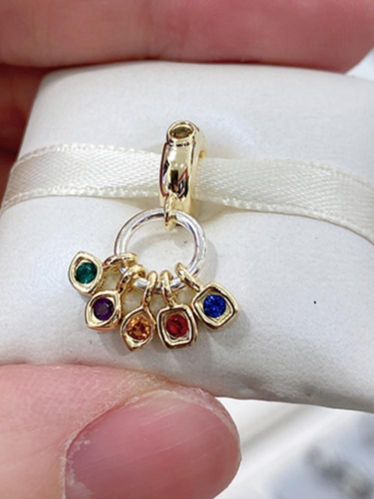 Inlaid Zircon Charm Bead Component Bead Components Copper Metal Infinity Stones Dangle Compatible With Authentic Original Bangle Bracelet High
