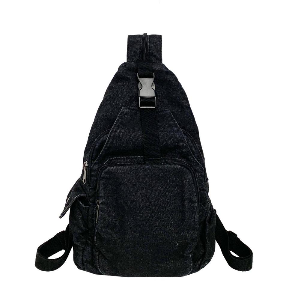 Versatile Women's Washed Denim Trendy Crossbody and Shoulder Chest Bag