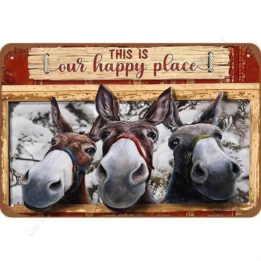 Vintage Animal Drawing Metal Tin Sign 2D Wall Art