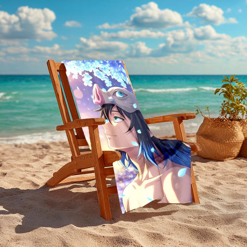 1pc Hashibira Inosuke Beach Towel, Comfortable and Thick, and Swimming/Bath/Picnic/Camping Towel, Suitable for Seaside Beaches